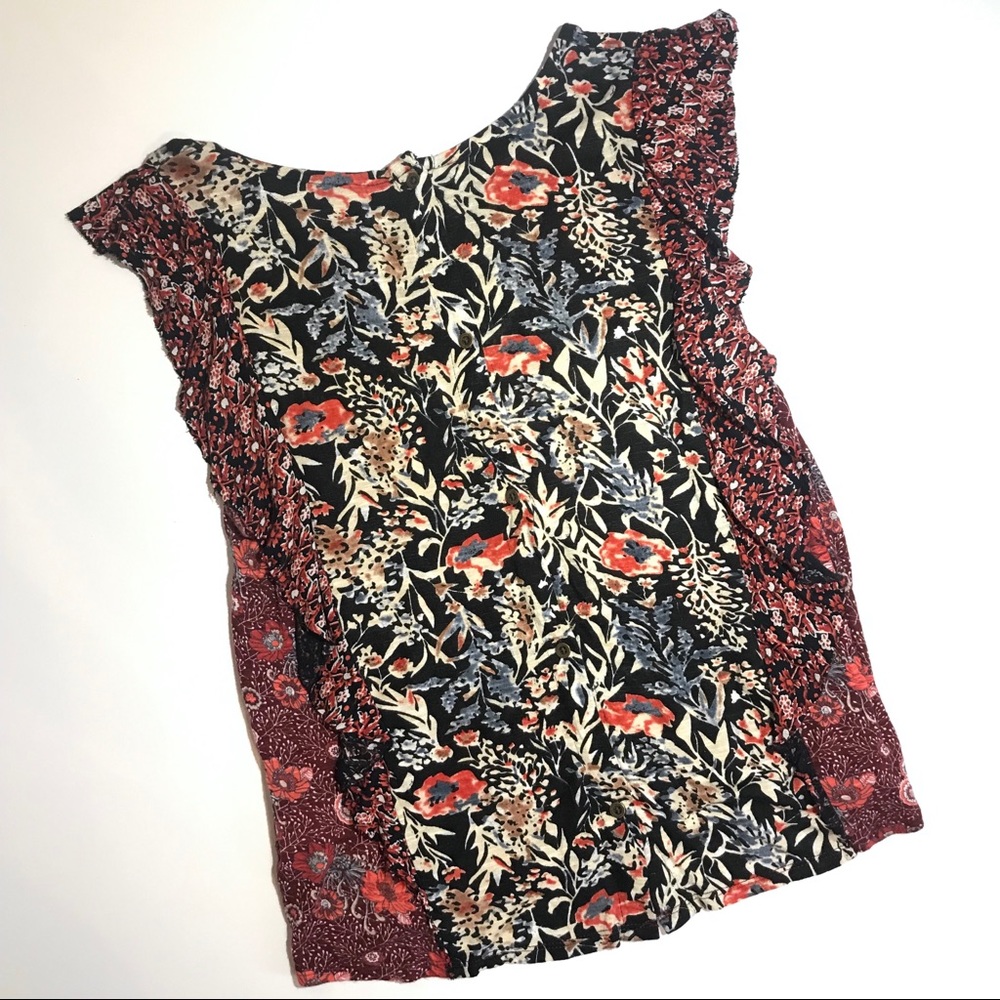 Lucky Brand Floral Ruffle Button Back Tank - Picture 6 of 7